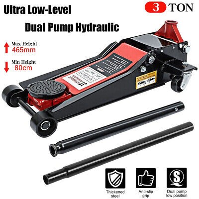 3-TON HYDRAULIC FLOOR JACKDOUBLE PUMP LOW PROFILES